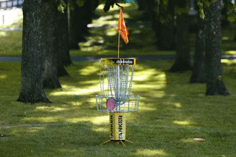 A festival basket with the flag flying