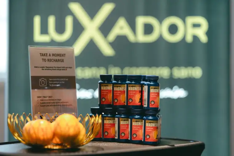 A partner product display in the players’ area